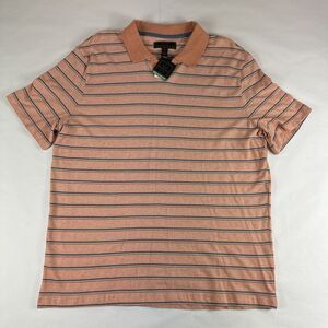 Jos A Bank Reserve Tailored Fit Golf Polo Mens L Pink Striped Johnny Collard NEW